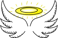 Illustration of a halo and wings