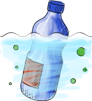 Illustration of a bottle in the sea