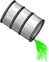 Illustration of a container pouring pollutant