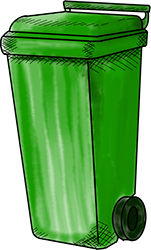 Illustration of a wheelie bin